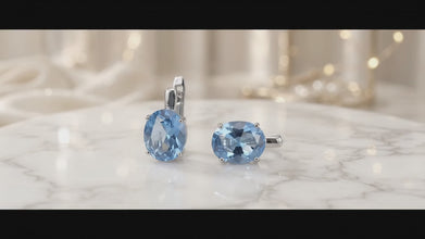 Exquisite Handmade Aquamarine Statement Earrings | 8×10mm Oval Sterling Silver, Hypoallergenic | Limited Edition Spanish Craftsmanship