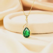 Exquisite Handmade 14K Gold Plated Nano Emerald Pear Pendant Necklace