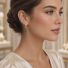 Exclusive Diopside & Ruby Rose Statement Huggie Earrings | 925 Sterling Silver 18K Gold Plated | Nickel-Free Limited Series | Handmade in Spain by Curación Holística