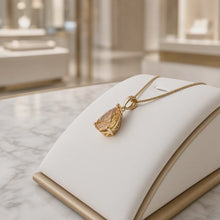 Collar Exclusivo Hecho a Mano con Citrino en Forma de Lágrima – Plata de Ley Bañada en Oro de 18K (Sin Níquel) Colgante Llamativo | Edición Limitada por Curación Holística