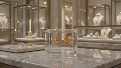 Pendientes Exclusivos de Citrino en Forma de Lágrima Hechos a Mano – Plata de Ley Chapada en Oro de 18K (Libre de Níquel) Pendientes Llamativos | Edición Limitada por Curación Holística