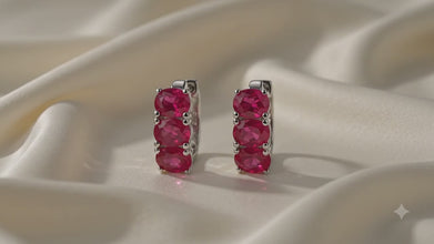 Handmade Ruby Rose Hoop Earrings Sterling Silver 925 | Statement Ruby Earrings Spanish Craftsmanship Curación Holística