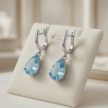 Aquamarine Teardrop Earrings – Sterling Silver | Boho Elegance Handmade in Spain
