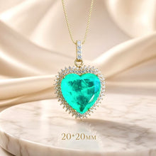 Collar Corazón de Turmalina Paraíba Hecho a Mano Exclusivo | Colgante llamativo de Plata de Ley Chapado en Oro de 20×20 mm | Serie Limitada Curación Holística