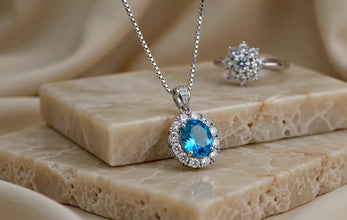 Exclusive Blue Topaz & White Quartz Sterling Silver Necklace | Handmade Limited Edition Statement Pendant by Curación Holistica | Spanish Craftsmanship 925 Silver Jewelry