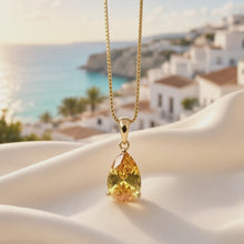 Collar Exclusivo Hecho a Mano con Citrino en Forma de Lágrima – Plata de Ley Bañada en Oro de 18K (Sin Níquel) Colgante Llamativo | Edición Limitada por Curación Holística